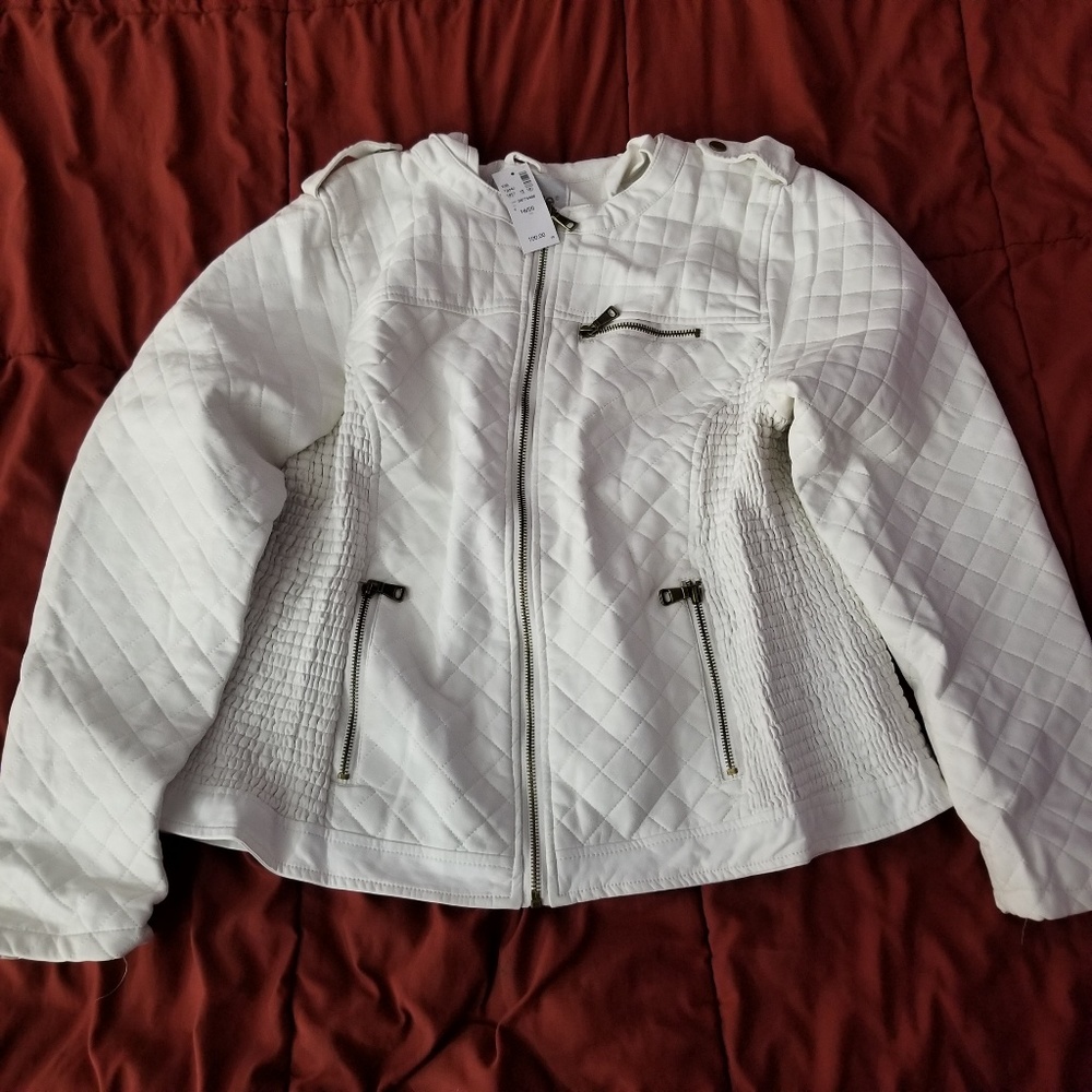 NWT Plus Size Pleather Quilted Zipper Jacket